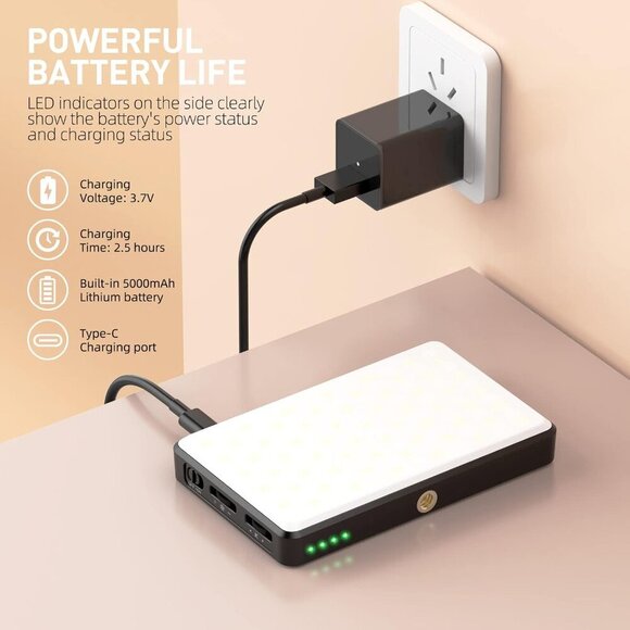 120 LED Phone Light, Selfie Light for iPhone, 5000Mah Rechargeable Clip Video Li - Picture 6 of 9